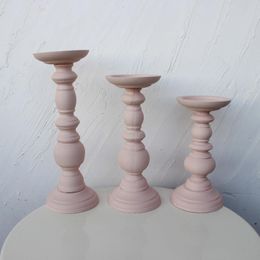 Candle Holders SUPU Pink Style Set Wooden Candelabra Creative Candlestick Holder Pillar Stand Table Desktop Decoration Wedding Decor