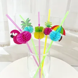 Drinking Straws 50pcs/lot 23cm 3D Fruit Cocktail Paper Umbrella Party Bar Decoration Supplies Color Assorted