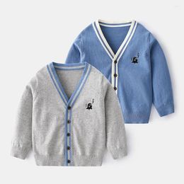 Jackets Baby Boys V-neck Knitted Casual Cardigan 2024 Spring Fashion Outside Jumper