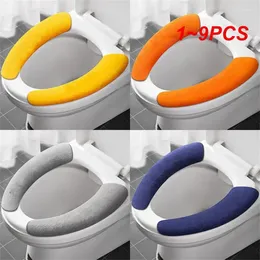 Toilet Seat Covers 1-9PCS Universal Cover Soft WC Paste Sticky Pad Washable Bathroom Warmer Lid Cushion