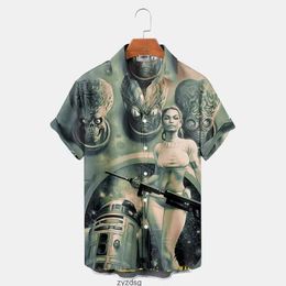 Nova camisa de caveira D Impresso engraçado Casual casual solto grande camisa de manga curta