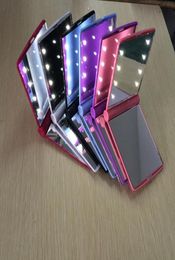 6 Colours rose pink blue Colour new Lady LED Makeup Mirror Cosmetic 8 LED Mirror Folding Portable Travel Compact Pocket led Mirr4991672