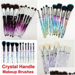 Makeup Brushes Diamond Crystal 10Pcs Set Contour Powder Brush Face And Eye Puff Batch Concealer Foundation Cosmetics Beauty Tools By Dhybx