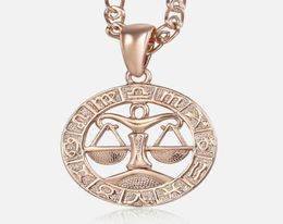 Pendant Necklaces Libra Zodiac Sign Necklace For Women Men 585 Rose Gold Fashion Personal Birthday Gifts GP279Pendant5782044