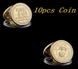 10pcs USMC US Army Marine Corps Gold Challenge Coin 72 Virgins Dating Service Collectible Coin Collectible Lot6691605