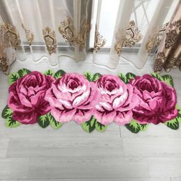 Carpets 3D Red Rose Living Room Carpet Table Bedroom Rug Bedside Thick Pink Parlour Floor Bath Mat Art Romantic Tapete