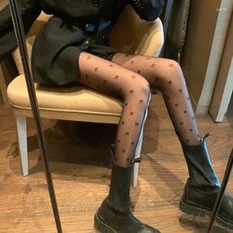 Women Socks Super Sexy Printing Stocking Pantyhose Tights Black Transparent Stockings Underwear Female Sheer Bows Print