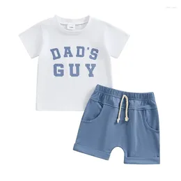 Clothing Sets Toddler Baby Boy Summer Outfits Letter Print Short Sleeves T Shirt And Elastic Shorts Set Cute Infant Clothes