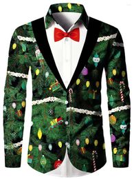 Men's Dress Shirts 2024 Fashionable Suit Shirt Christmas Men Muscle Tree Funny HD Pattern Soft And Comfortable Large Size