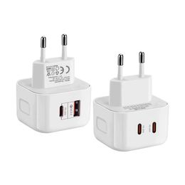 Dual Ports USb-C PD Charger Type c Power Adatpers 40W 20W EU US UK Wall Charger Plugs For Samsung Xiaomi Huawei