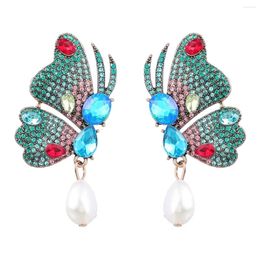 Dangle Earrings Fashion Color Rhinestone Pearl Drop For Women Beautiful Luxury Butterfly Girls Gift Jewelry Wholesale