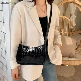 Shoulder Bags Fashion Alligator Pattern Underarm PU Leather Chain Women Small Handbags Female Causal Daily Totes Satchel