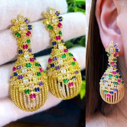 Dangle Earrings Missvikki Luxury Multicolor Drop For Women Wedding Cubic Zirconia Dubai Bridal Costume Jewellery 2024 Original