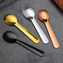 Spoons Espresso Stainless Steel Salad Fork Set Wear-Resistant Teaspoons Cake Forks Kitchen Accessory For Ice Cream Fried Rice