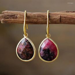 Dangle Earrings Waterdrop Lapis Luzuli Amazonite Rhodonite Stone 18k Gold Plated For Women Jewelry