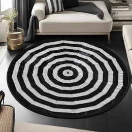 Carpets Eight Diagrams Black And White Ring Carpet Fluffy Rugs Soft Plush Area Rug Shag Floor For Nursery Bedside
