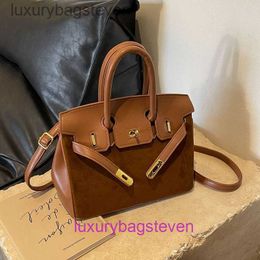 Luxury Counter Quality Hremms Birkks Designer Bags High End Fashion Matte Large Bag 2024 Autumn Winter Womens Korean Edition Trendy Handbag with Real Logo