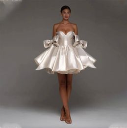 Mignon Satin Sweetheart Bow Lace up Pleat Ribbons Graduation Dresses Cocktail Gown Homecoming Party Dress for Women 2024