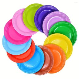 Plates 10/20PCS 18CM Solid Color Paper Diy Disposable Round For Children To Paint Birthday Party