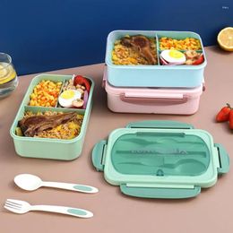 Dinnerware Bento Lunch Box With Utensil Set Leakproof Compartment Large Capacity Microwaveable Containers
