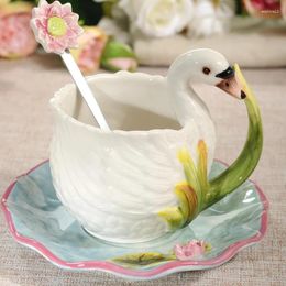 Mugs Animal Cup With Saucer Spoon Flower Tea Cups Coffee And Set Water Exquisite Gift