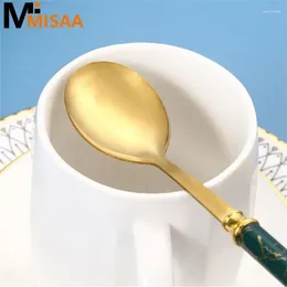 Spoons Ice Cream Spoon Marble Pattern Mirror Polishing Nordic Creative For Gift Kitchen Accessories Dessert Scoop Eco-friendly