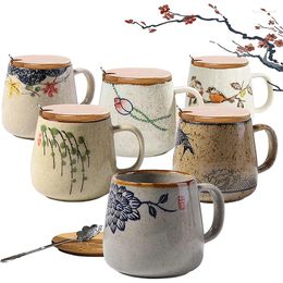 Mugs 380ml Japanese Retro Ceramic Coffee Cup Breakfast Milk Tea Kettle For Household And Office