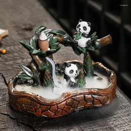 Decorative Figurines Resin Reverse Flow Incense Burner Home Decoration Creative Animal Panda Crafts