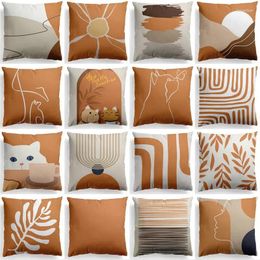 Pillow Nordic Orange Geometric Throw Cover Flower Printed Home Decorative Covers Office Sofa Pillowcase