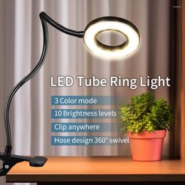 Table Lamps 48 LEDs Desk Lamp Clip USB Book Light Bedside 360° Flexible Brightness Adjustable 3 Leve Eye Protection Gooseneck Reading