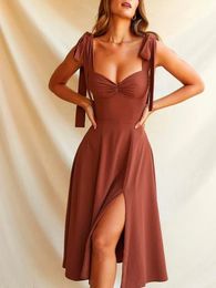 Elegant long and smooth womens summer Midi dress sleeveless and backless tight fitting corset Korean dress womens 2023 tank top 240509