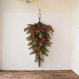 Decorative Flowers Artificial Christmas Swag Green Plants Rattan Decoration Realistic For Gifts 55cmX35cm Home Decorations