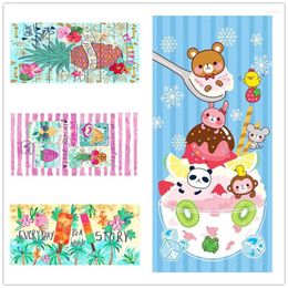 Towel Creative Lovely Cartoon Ice Cream Fruits Printed Beach Bathroom Bath Soft Absorbent Microfiber Towels Thin Blanket