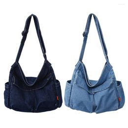 Shoulder Bags Fashion Retro Denim Messenger Handbag Large Capacity Commuter Crossbody Bag For Women Travel School Office