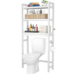 Storage Boxes 3-Tier Bamboo Over-The-Toilet Shelf Organiser Space Saver Rack Freestanding Bathroom Stand With Hooks Modern Design And