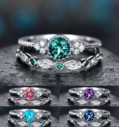 Simple and fashionable Jewellery zircon ring female alloy sapphire rings For LadyGirls Promise rings Size 56789109761272