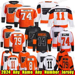 #74 Owen Tippett Philadelphia hockey jersey #11 Travis Konecny Sean Couturier Claude Giroux Carter Hart Joel Farabee Eric Lindros Bobby Clarke Flyers jerseys