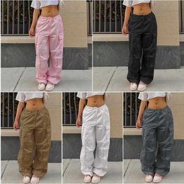 Women's Pants Capris New Clothing Oversized Drawstring Low Waist Parachute Loose Fit Sweatpants Trousers Women Jogger Cargo Pants Strtwear Outfits T240510