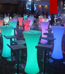 New Rechargeable LED Luminous cocktail table IP54 waterproof Round glowing led bar table Outdoor Furniture for bar kTV disco party6513552