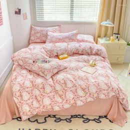 Bedding Sets Instagram Summer Simple Graffiti Double Layer Yarn Water Washed Cotton Four Piece Set Bed Sheet Quilt Dormitory