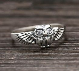 925 Sterling Silver Ring Fashion Owl Ring for Women Female Fine Jewellery Christmas Gift2766836