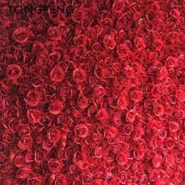 Decorative Flowers 24pcs/lot Artificial Silk Hydrangea Rose 3D Flower Wall Wedding Backdrop Decoration Stage Red TONGFENG