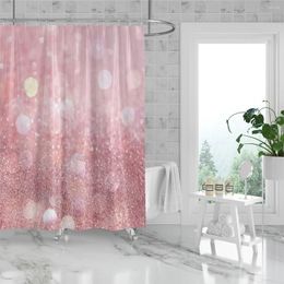 Shower Curtains 1PC 180x180cm Bathroom Polyester Curtain Mold Resistant Waterproof Perforated With Hooks Cute Pink Fresh Beautiful