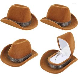 Gift Wrap 4Pcs Cowboy Hat Ring Box Shape Wedding Engagement Display Holder Vevelt Creative Western Vintage Jewellery