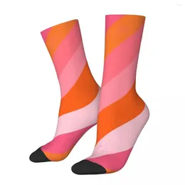 Men's Socks Pink And Orange Brush Stroke Stripe Male Mens Women Summer Stockings Hip Hop