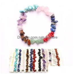 Beaded New 7 Chakra Charm Natural Stone Gravel Bangle For Women Men Couple Healing Nce Bracelet Fashion Jewelry Gift Drop Delivery Br Dht6U