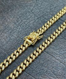 6mm Mens Cuban Miami Link Chain Box Lock Real 14k Gold Plated Stainless Steel 280394263757