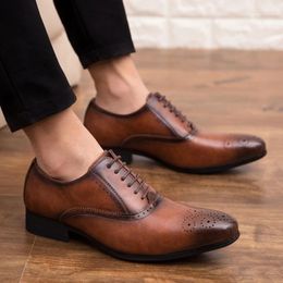 Casual Shoes Classic Formal Dress Retro Leather For Business Men Fashion Brogue Carving Man Lace-up Office Oxford Manager