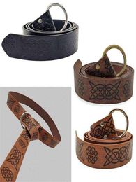 Mediaeval Embossed Viking Vegvisir PU Leather O Ring Belt Retro Renaissance Knight Buckles Belt Leather Waistband for Men Y1204273o9004989