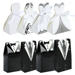 Gift Wrap 10Pcs Bride Groom Dress Sweets Candy Box Wedding Favors Engagement Marriage Decoration Guests Souvenirs Bags